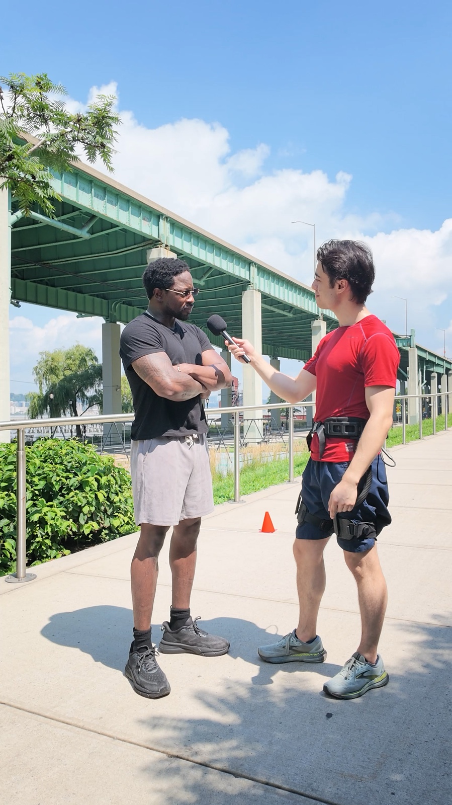 An interviewer talking with a participant during an Acentizx street product test