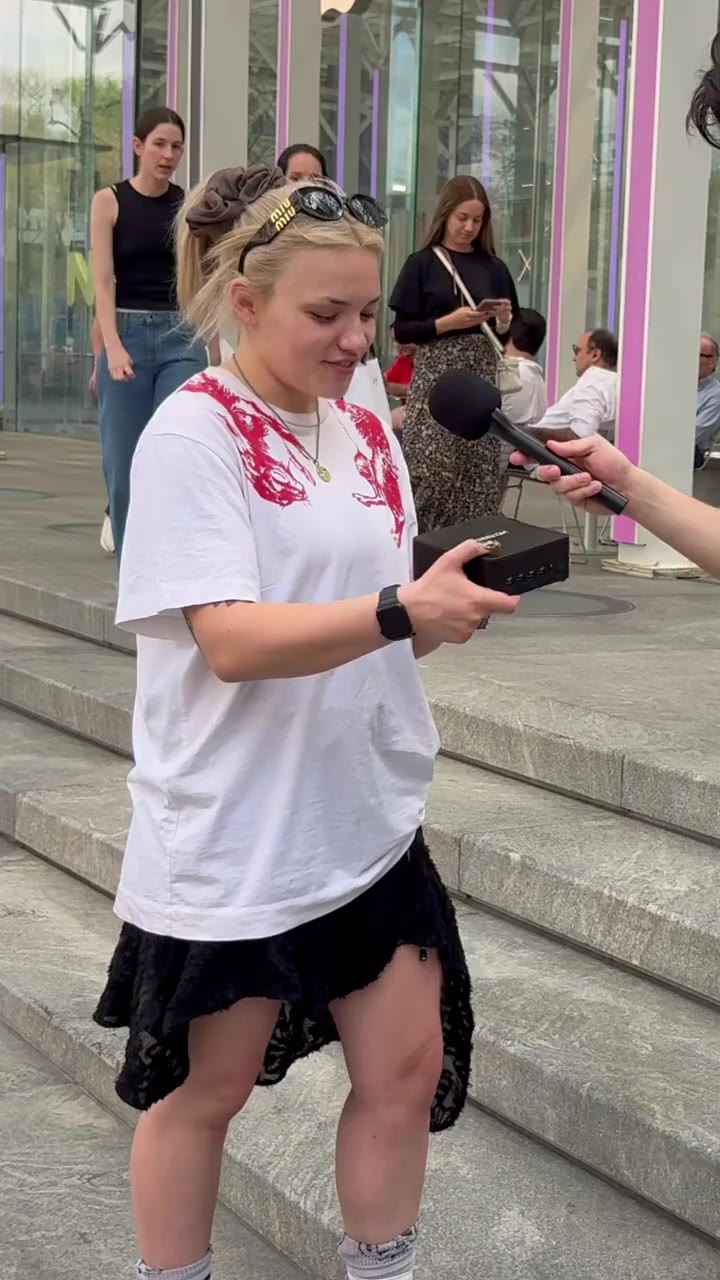 A woman sharing her first reaction to a product